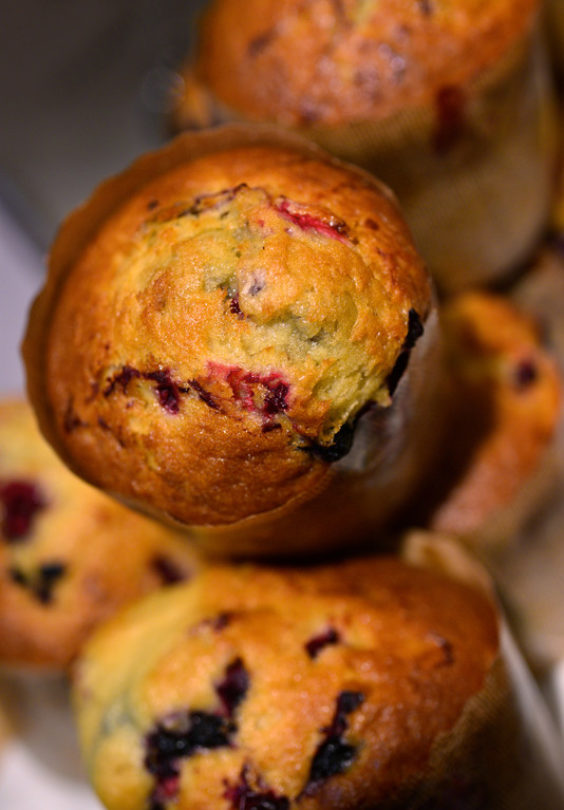 Muffins med blåbær og tyttebær